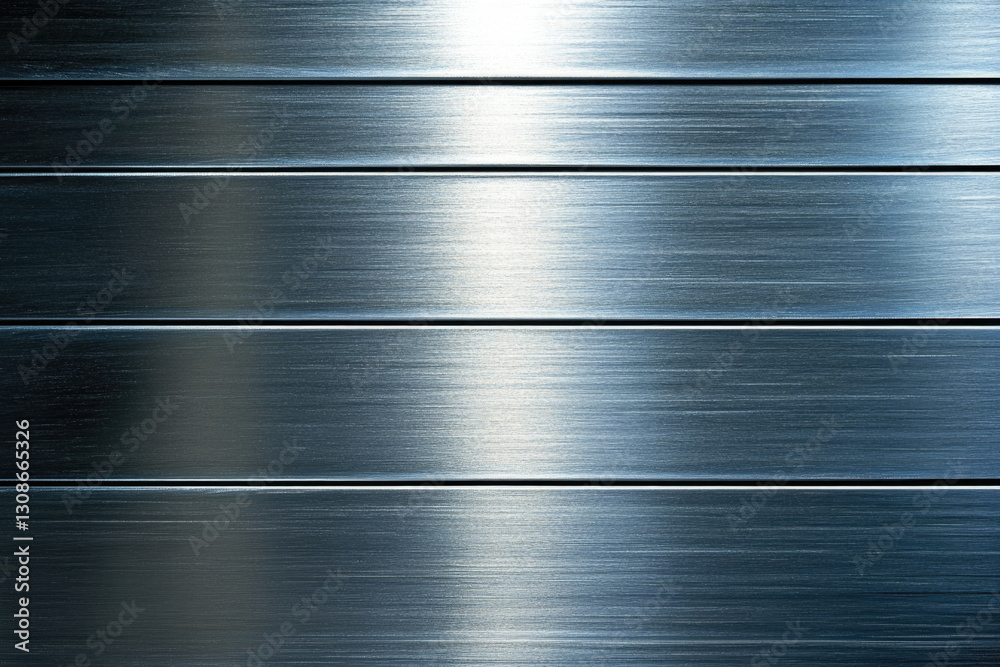 Poster Brushed metal texture with horizontal lines and a light reflection.