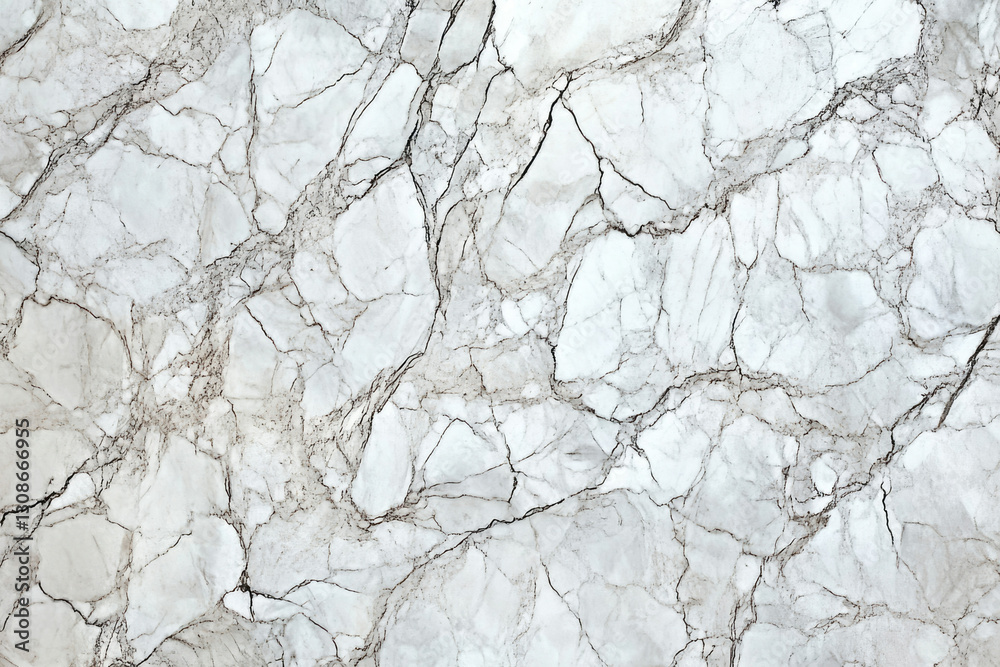 Poster close-up view of a light gray marble slab with a network of thin, dark gray veins.