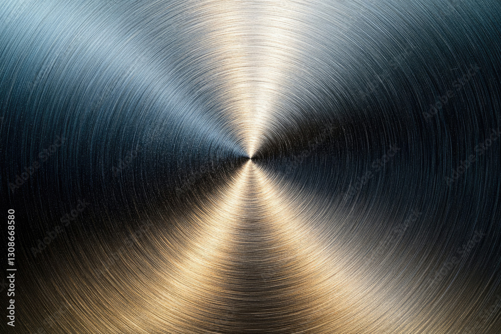Poster Abstract image of concentric circles reflecting light, showcasing brushed metal texture and gradient.