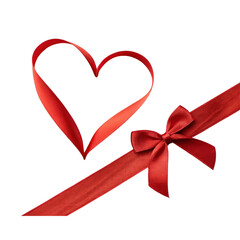 Happy Valentines Day Red Ribbon Heart On Transparent Background