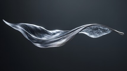 Abstract Silver Liquid Wave Flowing on Dark Gray Background