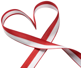 Happy Valentines Day Red Ribbon Heart On Transparent Background