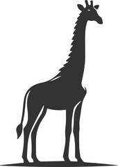 Giraffe standing tall and looking straight ahead vector silhouette