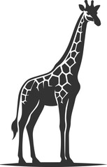 Giraffe standing tall and looking straight ahead vector silhouette