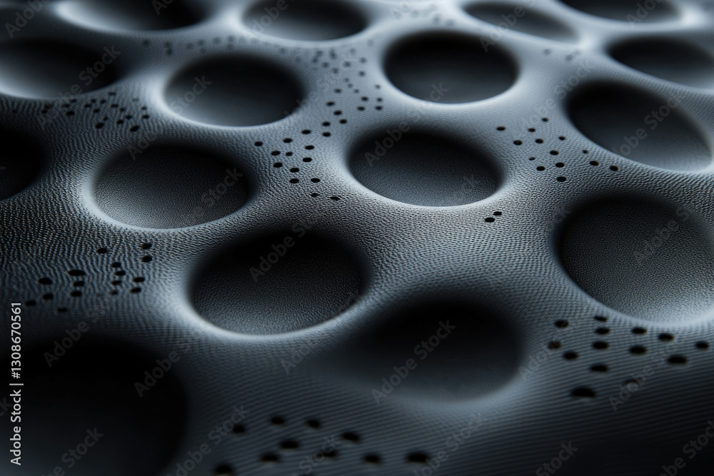 Poster Close-up of a textured surface with dimpled circles and small perforations.