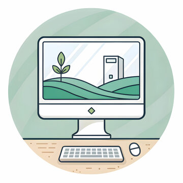 A PC icon represents a personal computer, often used to signify a desktop, application,
