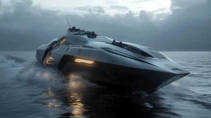 Spectacular Futuristic Watercraft - A Majestic Vessel of the Future
