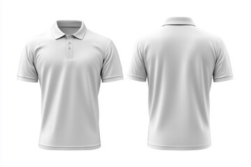 Men white polo shirt front and back view, Isolated blank front and back polo t-shirt for graphic design mock up