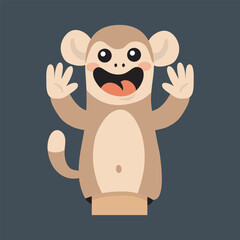 monkey hand doll character in isolated flat design