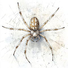 Obraz premium Illustration spider with web, looks amazing watercolor arachnid