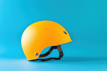 Fototapeta premium Yellow Helmet for Blue Background, Safety Gear.