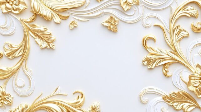 A fancy gold design on a white backdrop.
