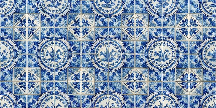 Delft blue seamless pattern with vintage Dutch tile decor, blue, antique, blue, antique, delft, nursery, bathroom, art