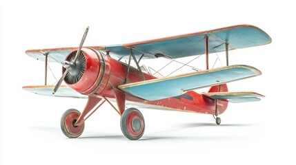 An old toy airplane, in vintage style, is shown against a white background.
