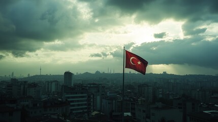 The Turkish flag flies proudly on a cloudy day. Happy Atatürk Commemoration, Youth and Sports Day! (May 19th)
