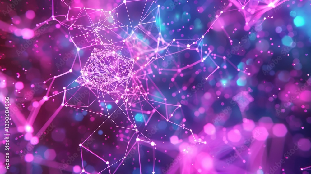 Poster vibrant abstract background showcasing blockchain and web3 elements, featuring interconnected lines 