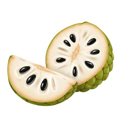 Cut-Open Atemoya Image with Creamy White Flesh & Bright Colors