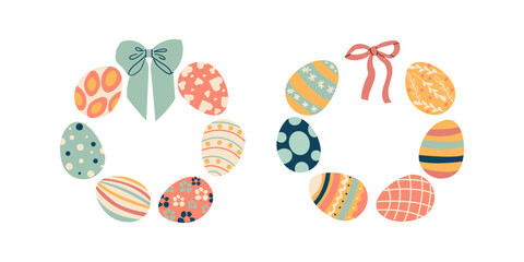 Easter eggs. Seamless vector background with colorful Easter eggs. Happy Easter. Eggs for Easter holidays design concept. Vector Illustration flat style design for invitations, prints, wrapping paper