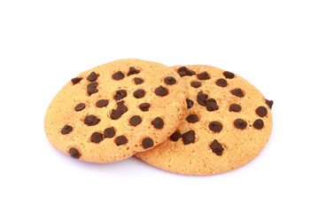 Cookies with raisins isolated on white background with clipping path