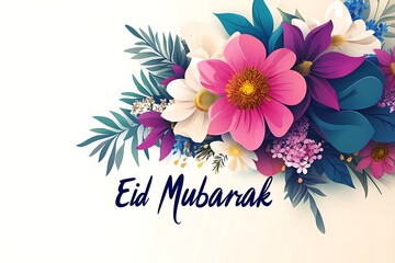 Elegant Eid Mubarak Logo with Floral Motifs