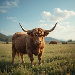 highland cow in the field