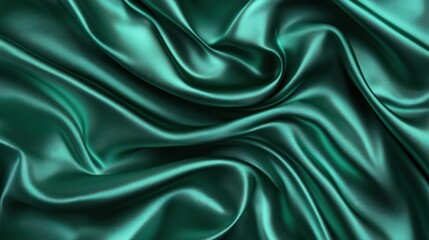 Obraz premium Teal satin fabric drapes in soft folds.