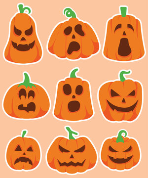 halloween pumpkins vector clipart set