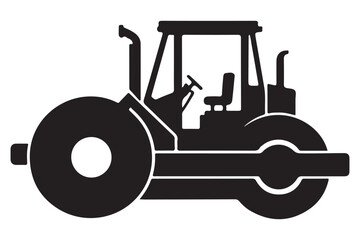 Silhouette of a powerful steam roller used in road construction