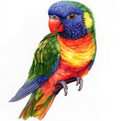 Obraz premium Realistic boho illustration of colorful parrot looking serene