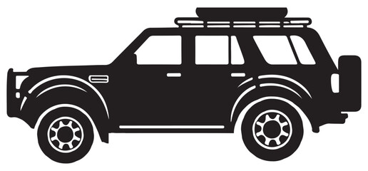 Powerful Black SUV Silhouette Illustration with Roof Rack Design © Creative Image  