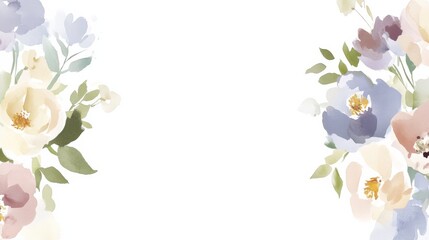 Exquisite Illustration Design of Greeting Card with Soft Pastel Watercolor Flowers