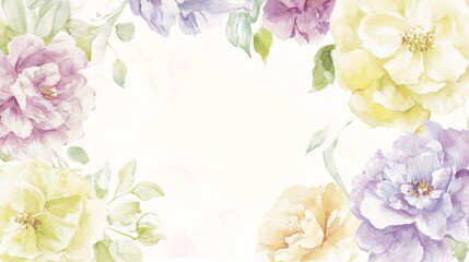 Exquisite Illustration Design of Greeting Card with Soft Pastel Watercolor Flowers