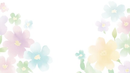 Exquisite Illustration Design of Greeting Card with Soft Pastel Watercolor Flowers