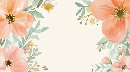 Exquisite Illustration Design of Greeting Card with Soft Pastel Watercolor Flowers