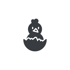 A chick breaking out of an egg vector icon