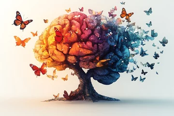 Rainbow tree with butterflies
