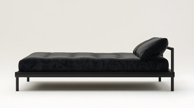 Minimalist Black Daybed: A sleek and modern black daybed with a plush, inviting mattress and an elegant frame offers a perfect spot for relaxation and style.