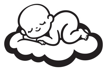 Baby Sleeping on Cloud Silhouette Vector Art for Dreamy Nursery Decor