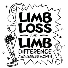 LIMB LOSS AND LIMB DIFFERENCE AWARENESS MONTH vector illustration