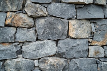 Obraz premium Rustic stone wall texture - charming grey stones organically positioned for distinctive interior decoration ideas and architectural design inspiration