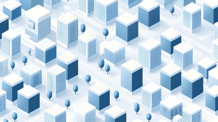 Fototapeta premium Isometric city skyline, urban planning, aerial view, buildings, streets, background for technology, website design