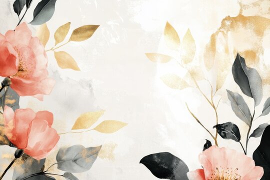 Elegant floral pattern with premium gold accents and organic elements ideal for high-end branding and marketing projects, tailored for luxury goods and chic web designs