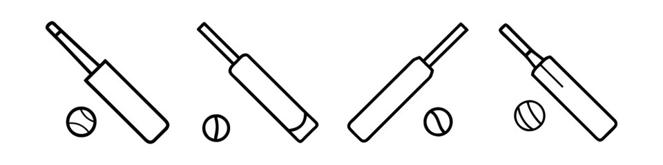 Fototapeta premium cricket bat and ball icon, cricket bat and ball line art - simple line art of cricket bat and ball, perfect for cricket bat and ball logos and icons