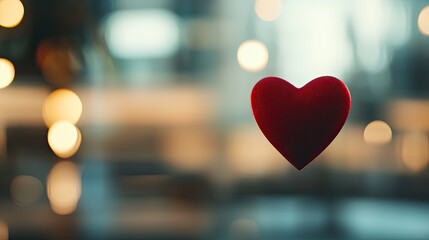 Fototapeta premium Red heart with bokeh lights in background