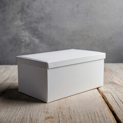 White Blank Food Box Mockup for Product Brand on Wooden Surface in Rustic Setting