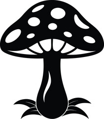 Naklejka premium Mushroom Silhouette, Vector Design Mushroom Icon