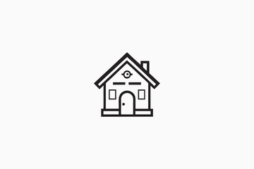Halloween illustration of a haunted ghost house. Old House Isolated on White Background. Vector Illustration.