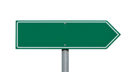 Green Directional Road Sign with Transparent Background for Easy Use