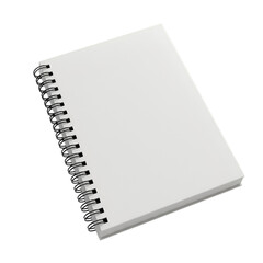 Realistic blank white spiral notebook mockup on transparent background