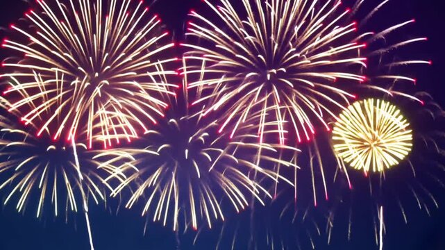 Festive fireworks sparkles animated with black background 